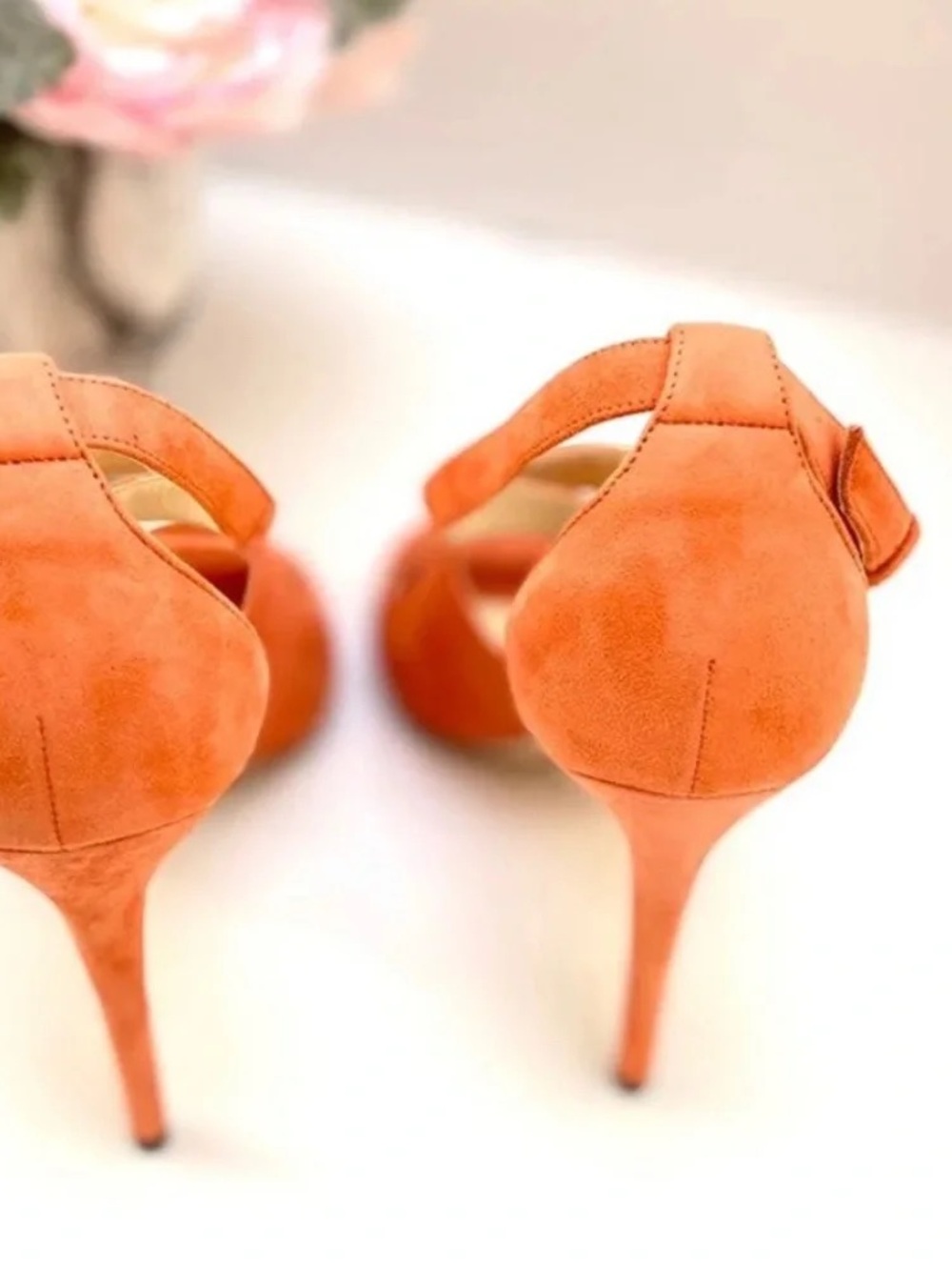 Jimmy Choo Women's Suede Ankle-Strap Sandals in Coral Emily 100 38.5 - Picture 3 of 13